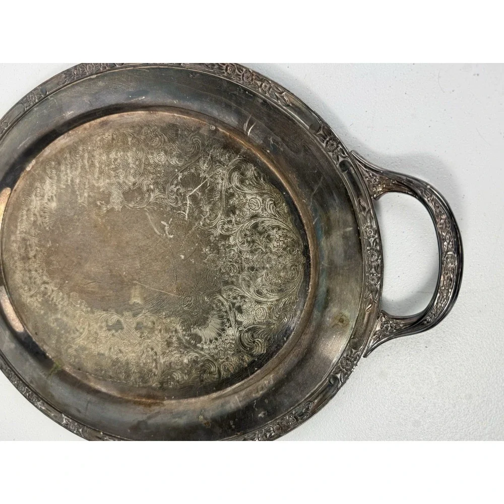 Antique Rogers and Bro 2380 Silver Heritage Serving Tray Victorian Style
